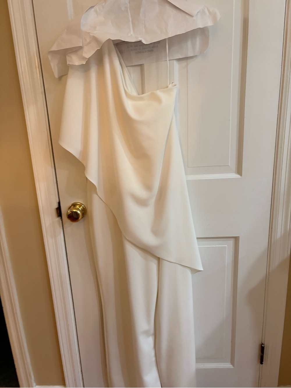 Ralph Lauren White One-Shoulder Draped Evening jumpsuit  - Elegant new